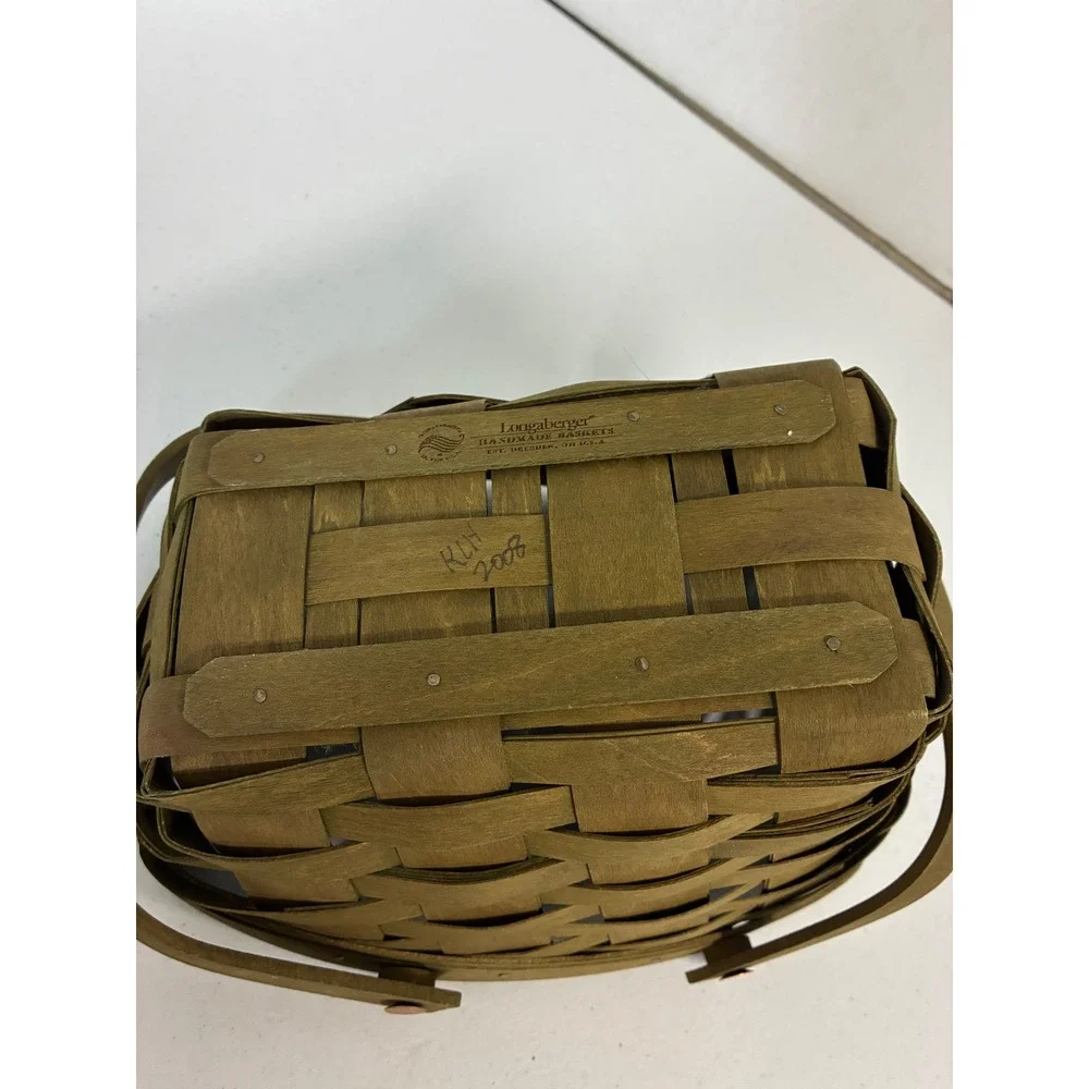 Longaberger 2008 Handmade Slanted Basket Woven Wood Dual Handle